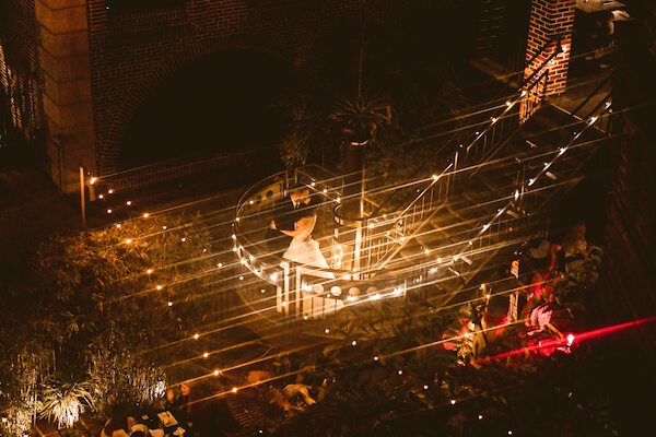 night time wedding photo in downtown St Pete outside of Red Mesa