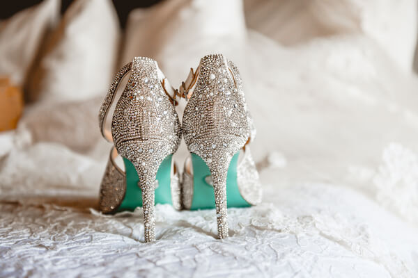 amazing rhinestone encrusted wedding shoes