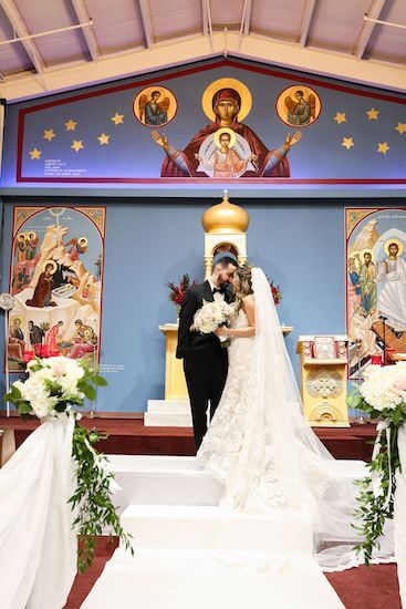 Brie and groom after their Tarpon Spring Syrian wedding ceremony