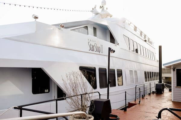 The yacht StarShip II docked for a Tampa wedding