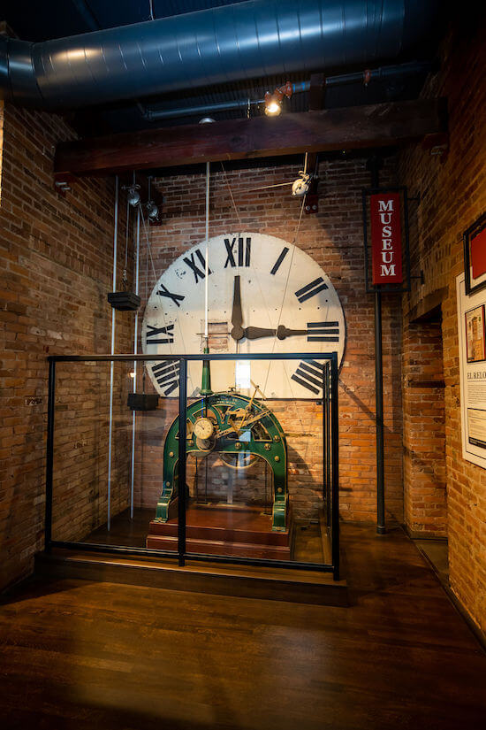 weight driven clock in the lobby of the JC Newman Cigar Co event space in Tampa