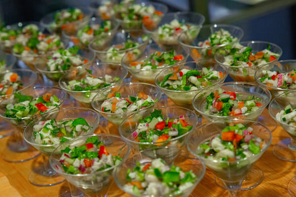 Individual seafood ceviche at an Opal Sands Resort wedding reception