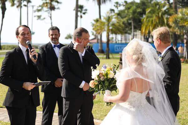 groom brought to tears as he sees his bride for the first time