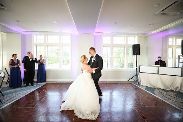 bride and groom during their first dance at the Fenway Hotel in Dunedin 