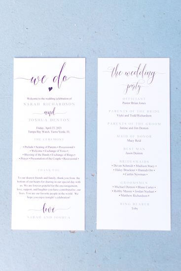 custom wedding programs by Special Moments Event Planning