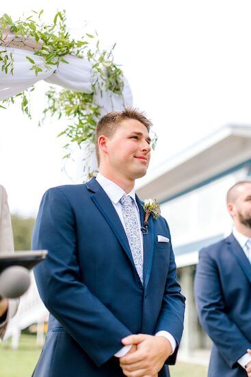 Groom waiting for his bride's arrival at Tampa Bay Watch