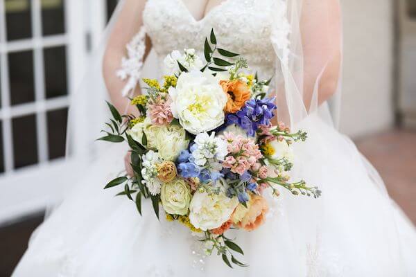 colorful bridal bouquet with lots of texture