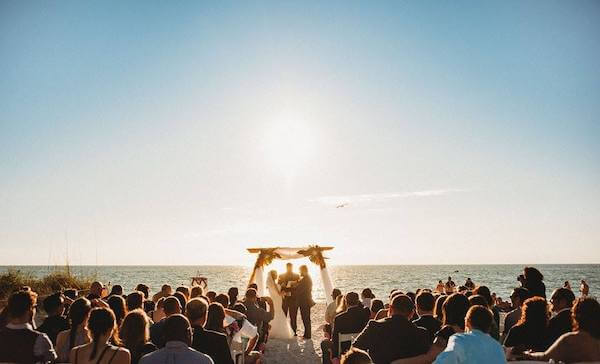 sunset wedding ceremony on sunset beach Florida