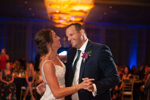 Bride and groom during their first dance at Opal Sands Resort