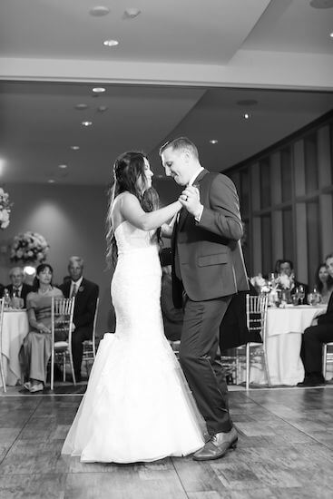 bride and groom during their first dance to "Speechless" by Dan and Shay