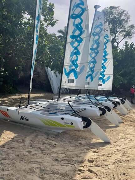 Sailboars on the beach at Sandals