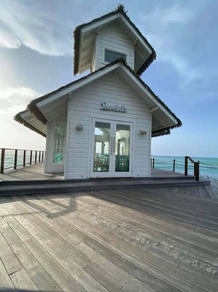 Sandals over water wedding chapel