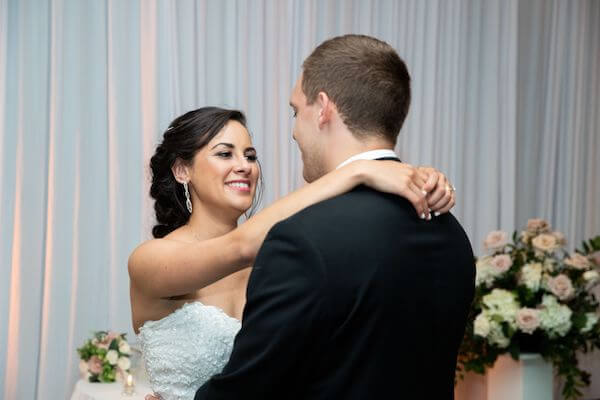 bride and groom's first dance at their Opal Sands Resort wedding reception