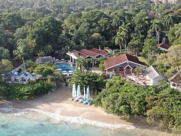 overhead the view of the tropical escape at Sandals Ochi Beach Club