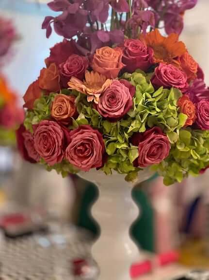 Colorful wedding centerpiece at Sandals resort