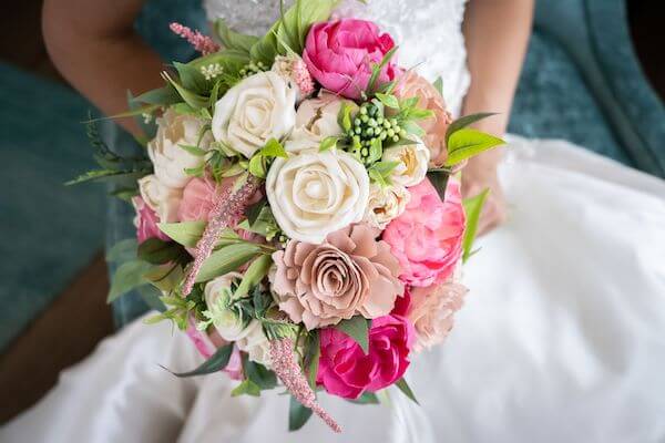 beautiful bridal bouquet in shade of pink and white