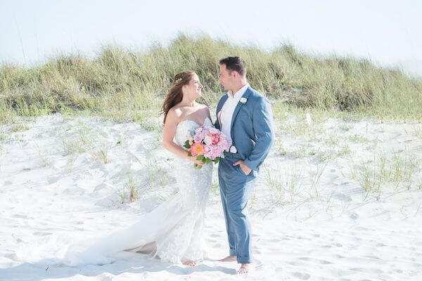 bride and groom on Clearwater beach