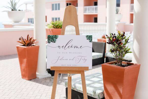 Custom designed Welcome Sign for a Hyatt Regency Clearwater Beach wedding