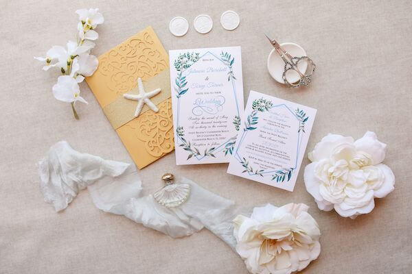 Tropical inspired wedding invitations for a Hyatt Regency Clearwater Beach wedding