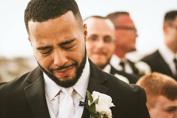 groom overwhelmed seeing his bride to be