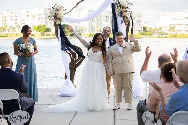 Excited Bride and Broom