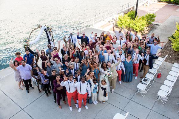 overhead photos of a St. Pete beach wedding