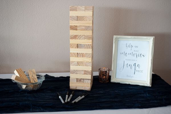 Jenga guestbook at a St. Pete Beach wedding