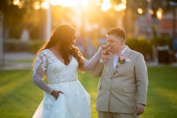 same sex couple at their St. Pete Beach wedding