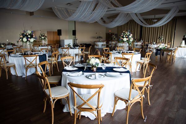 Peach and blue decor at a St. Pete beach wedding