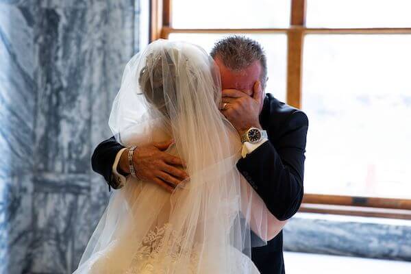 father of the bride in tears before her Le Meridien Tampa wedding