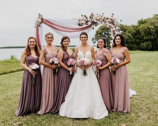 bride with her bridal party at Tampa Bay Watch