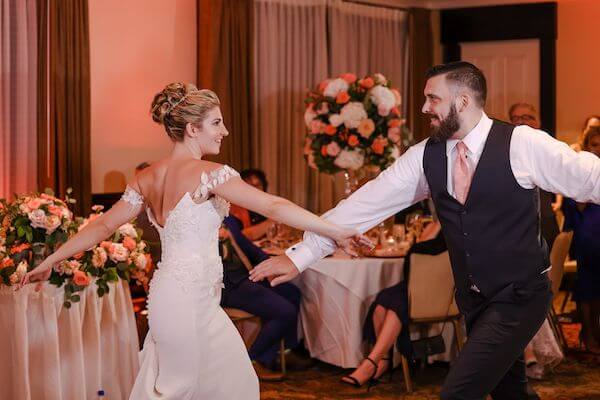 brid enad groom during thier well-choreographed first dance