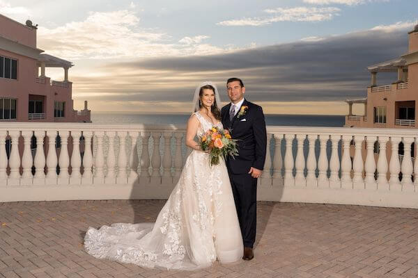 Bride and groom on the Sky Terrace of the Hyatt Regency Clearwater