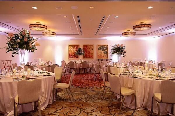 Sandpearl resort ballroom dressed in Pink, Champagne and starfish