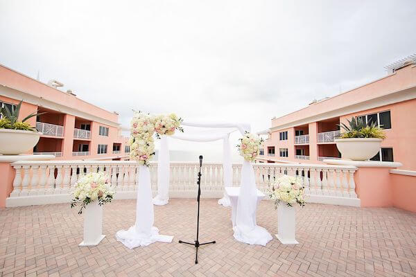 Sky Terrace at the Hyatt Clearwater beach set for a Jewish wedding ceremony