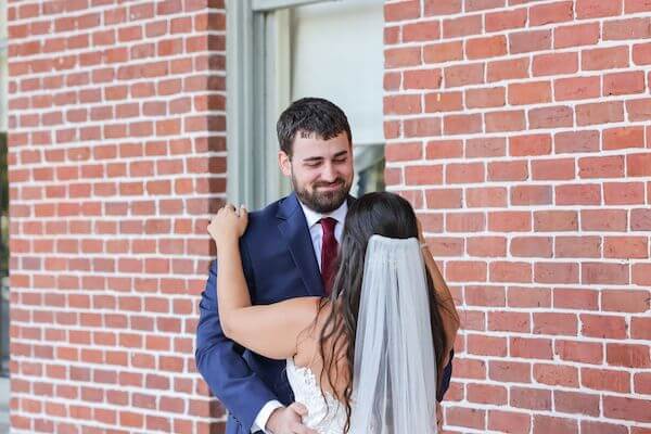 Tampa bride and groom right after thier first look