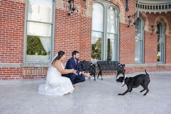 Tampa bride and groom joined by their dog for some prewedding photos