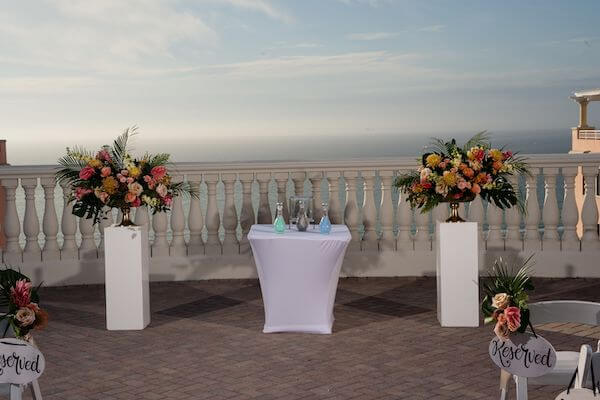 Sky Terrace of the Hyatt Clearwater beach dressed with tropical flowers