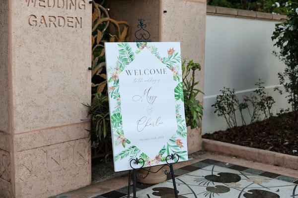 custom welcome sign for a garden wedding