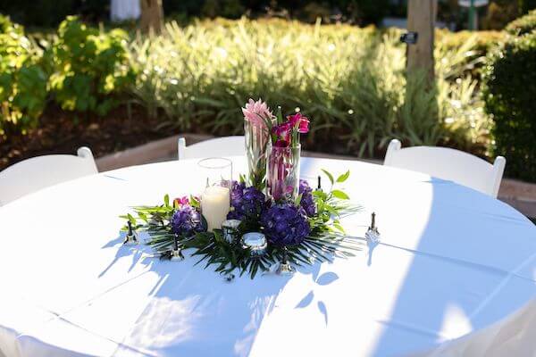 tropical centerpieces for a garden wedding