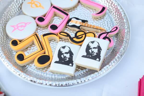 Tom Petty themed cookies for a garden wedding