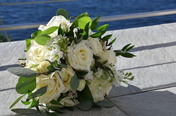 white rose bridal bouquet