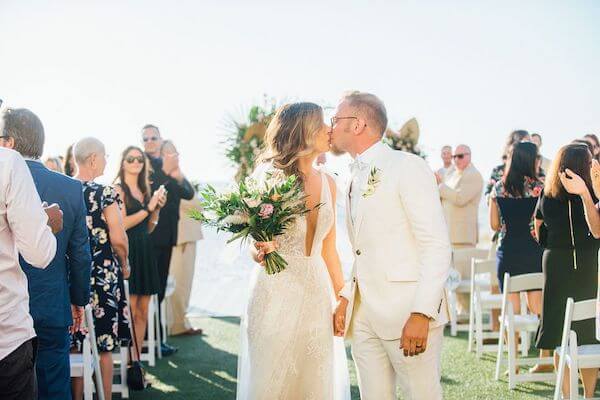 bride and groom's first kiss