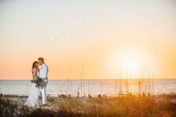 Sunset wedding photos on Clearwater Beach