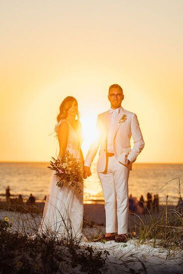 Sunset wedding photos on Clearwater Beach