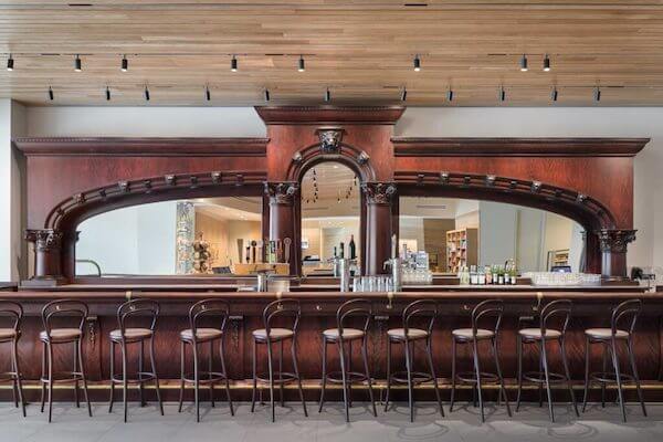 Handcarved wooden bar in Canyon, the cafe and gift shop