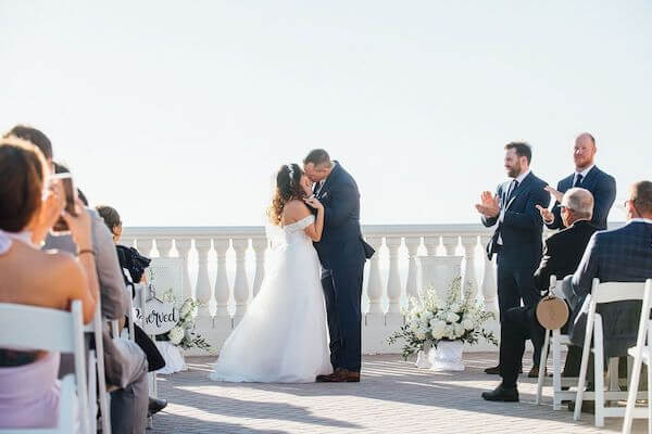 Bride and Groom's first kiss after thier Hyatt Regency Clearwater wedding