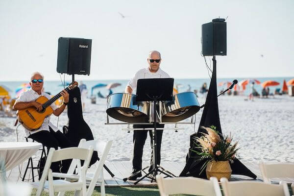 steel drum and guitar for a Clearwater Beach wedding ceremony and cocktail reception