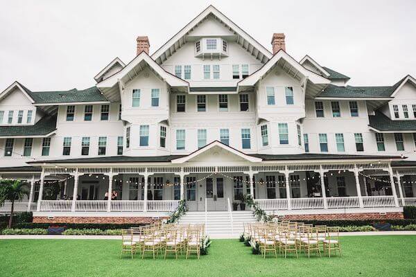 Wedding ceremony on the lawn of the Belleview Inn