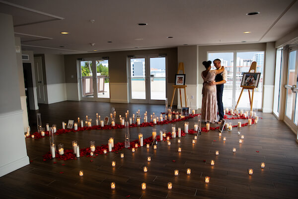 Newly engaged couple at the Hyatt Regency Clearwater Beach